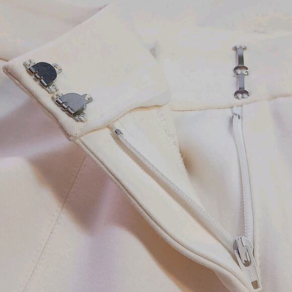 J. Mclaughlin Dress Pants Womens Size 6 High Rise Flat Front Wide Leg Ivory FLAW - Picture 4 of 15